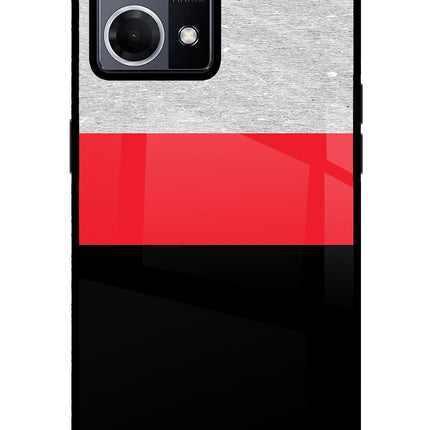 Tri Color Pattern Oppo F21 Pro 4G Glass Case Back Cover by Casekaro