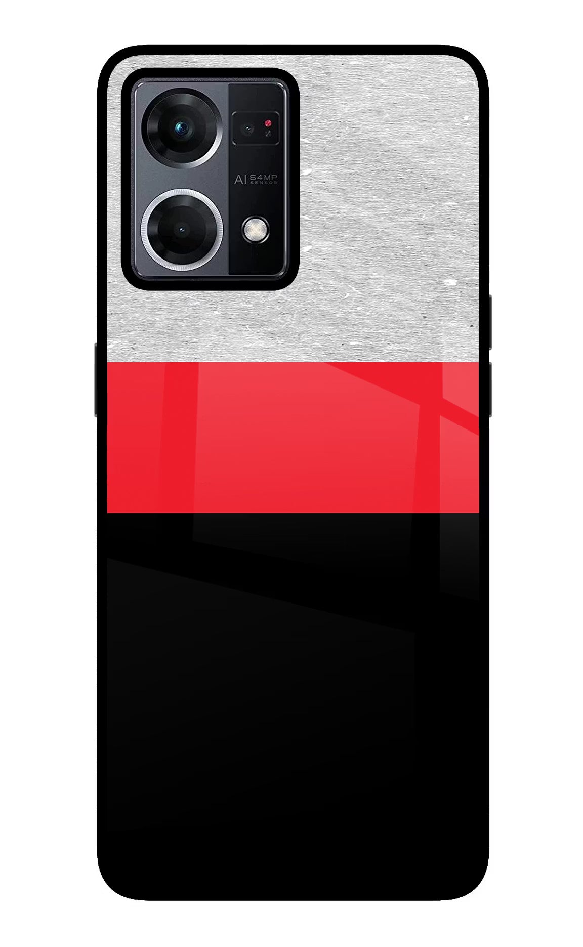 Tri Color Pattern Oppo F21 Pro 4G Glass Case Back Cover by Casekaro