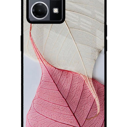 White Pink Leaf Oppo F21 Pro 4G Glass Case Back Cover by Casekaro