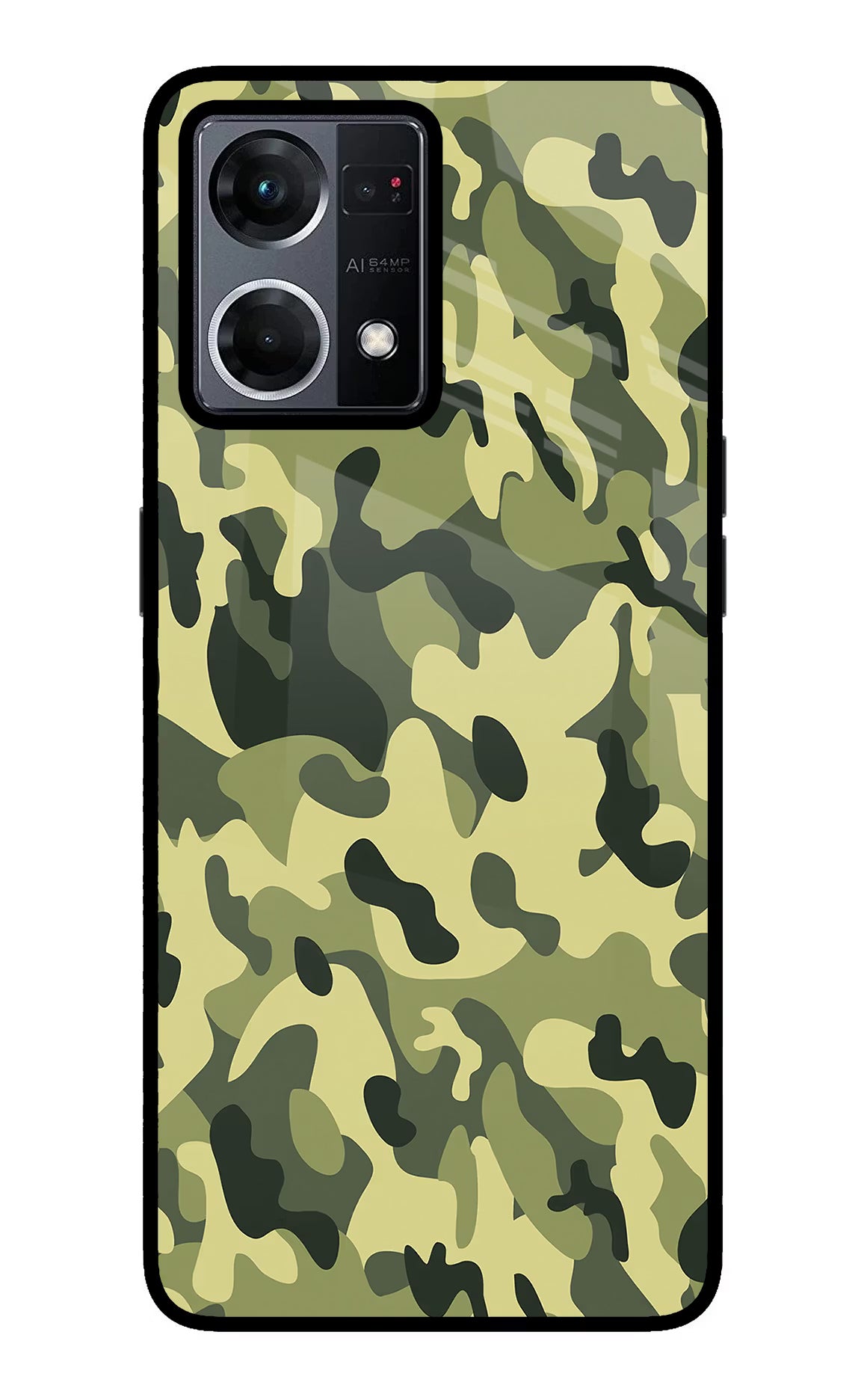 Camouflage Oppo F21 Pro 4G Glass Case Back Cover by Casekaro