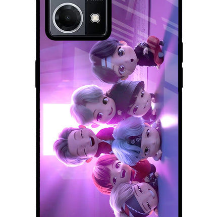 BTS Chibi Oppo F21 Pro 4G Glass Case Back Cover by Casekaro