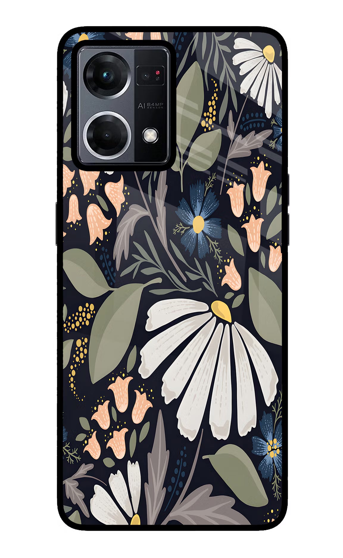 Flowers Art Oppo F21 Pro 4G Glass Case Back Cover by Casekaro