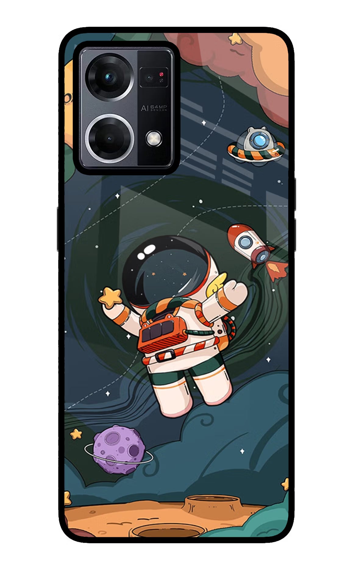 Cartoon Astronaut Oppo F21 Pro 4G Glass Case
