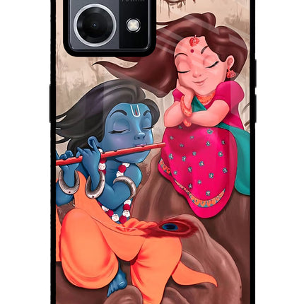 Radhe Krishna Oppo F21 Pro 4G Glass Case Back Cover by Casekaro