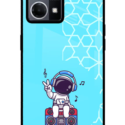 Cute Astronaut Chilling Oppo F21 Pro 4G Glass Case Back Cover by Casekaro