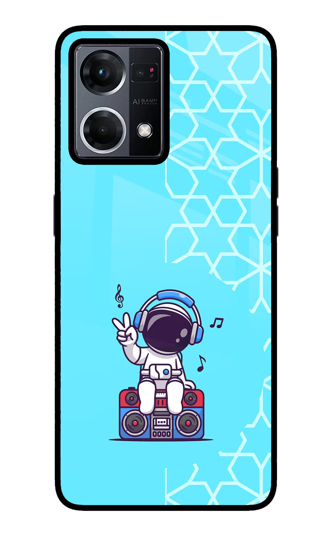 Cute Astronaut Chilling Oppo F21 Pro 4G Glass Case Back Cover by Casekaro