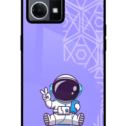 Cute Astronaut Chilling Oppo F21 Pro 4G Glass Case Back Cover by Casekaro