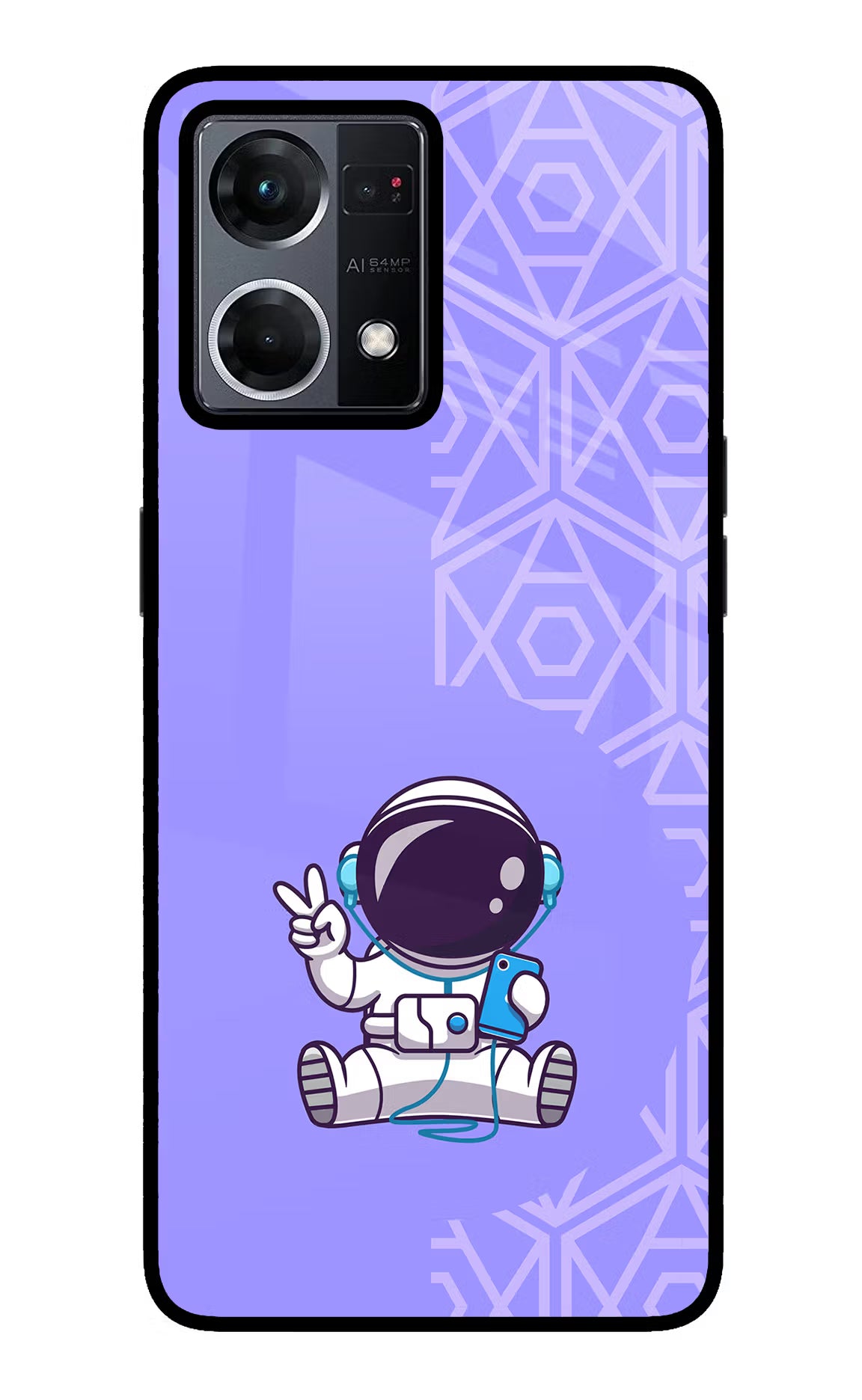 Cute Astronaut Chilling Oppo F21 Pro 4G Glass Case Back Cover by Casekaro