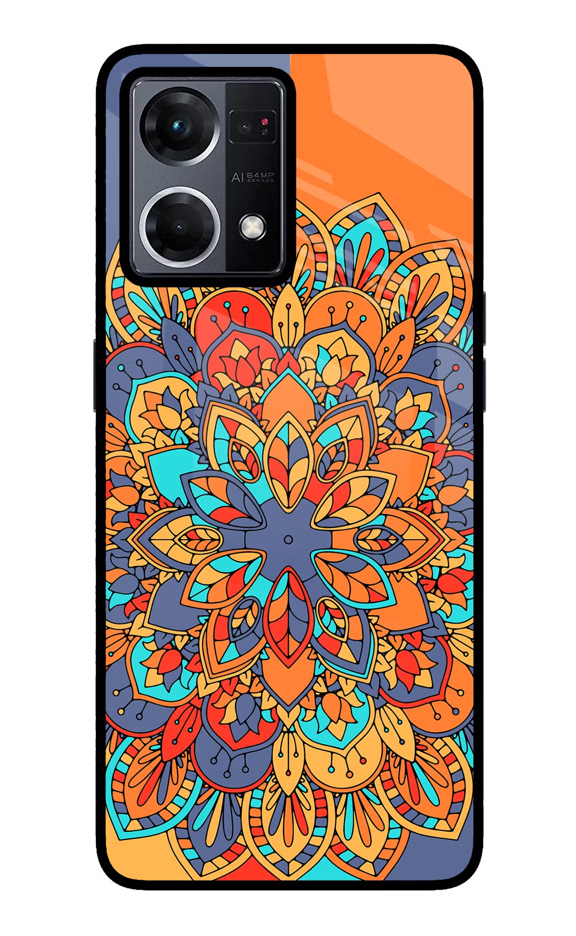 Color Mandala Oppo F21 Pro 4G Glass Case Back Cover by Casekaro