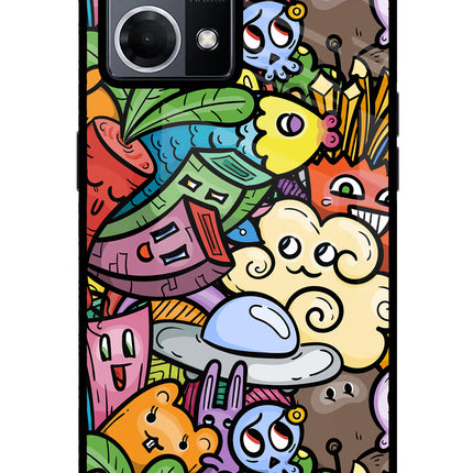 Veggie Doodle Oppo F21 Pro 4G Glass Case Back Cover by Casekaro