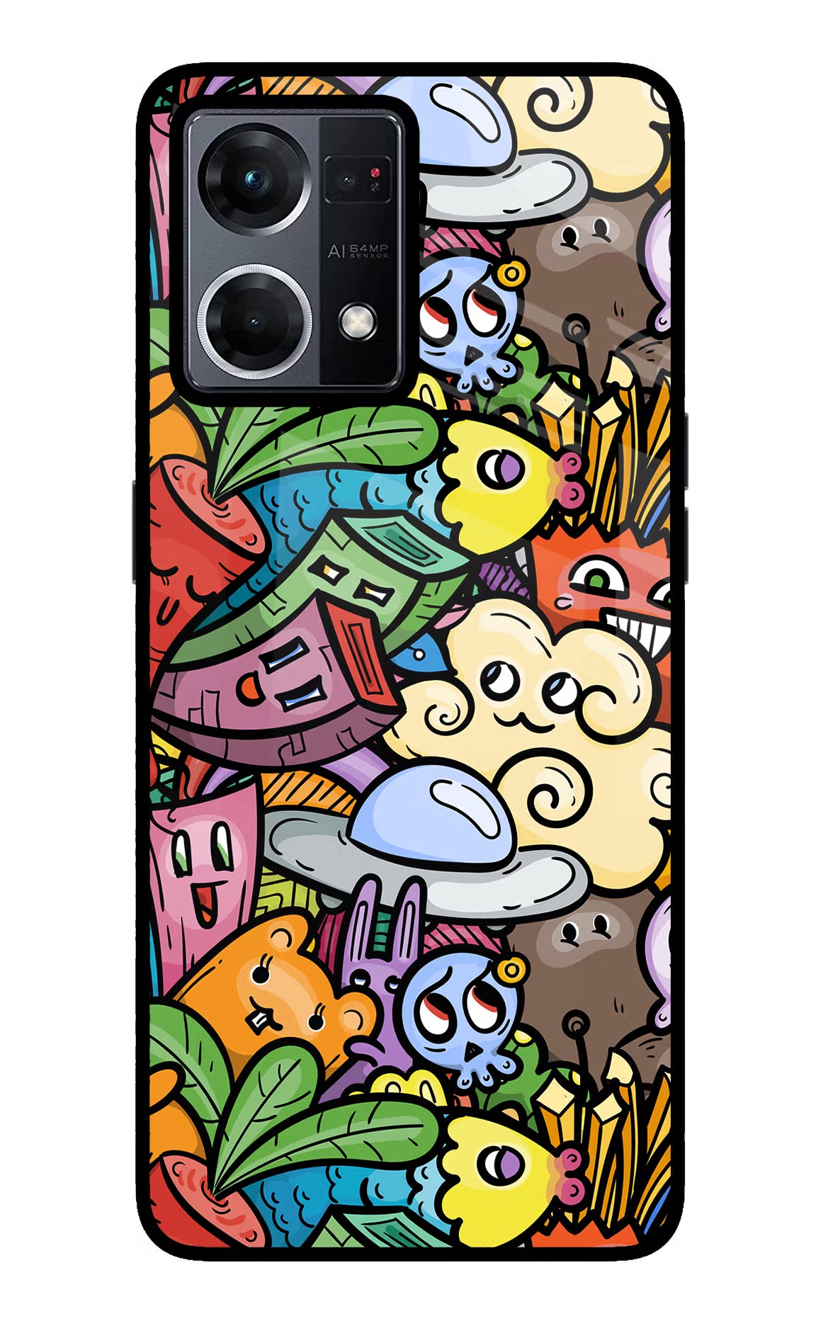 Veggie Doodle Oppo F21 Pro 4G Glass Case Back Cover by Casekaro