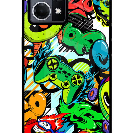 Game Doodle Oppo F21 Pro 4G Glass Case Back Cover by Casekaro