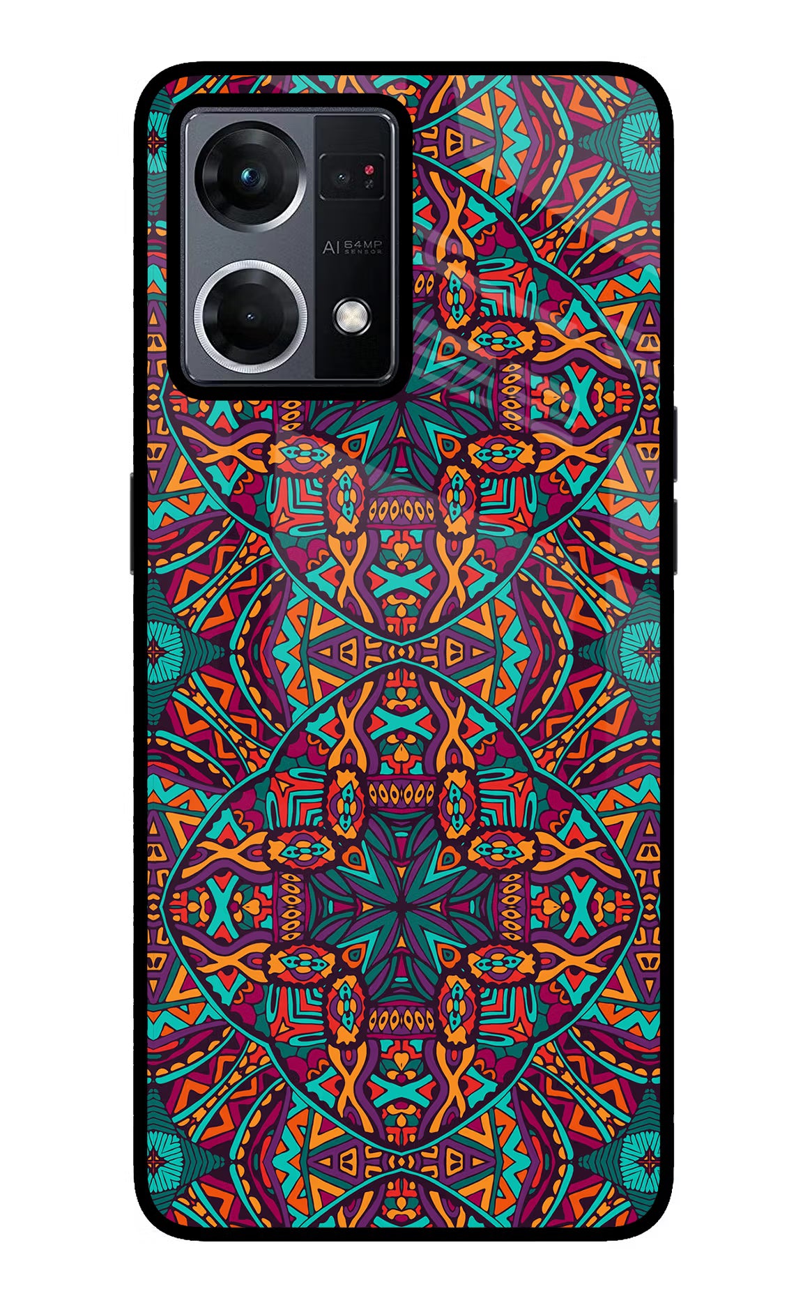 Colour Mandala Oppo F21 Pro 4G Glass Case Back Cover by Casekaro