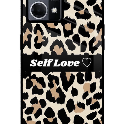Leopard Print Self Love Oppo F21 Pro 4G Glass Case Back Cover by Casekaro