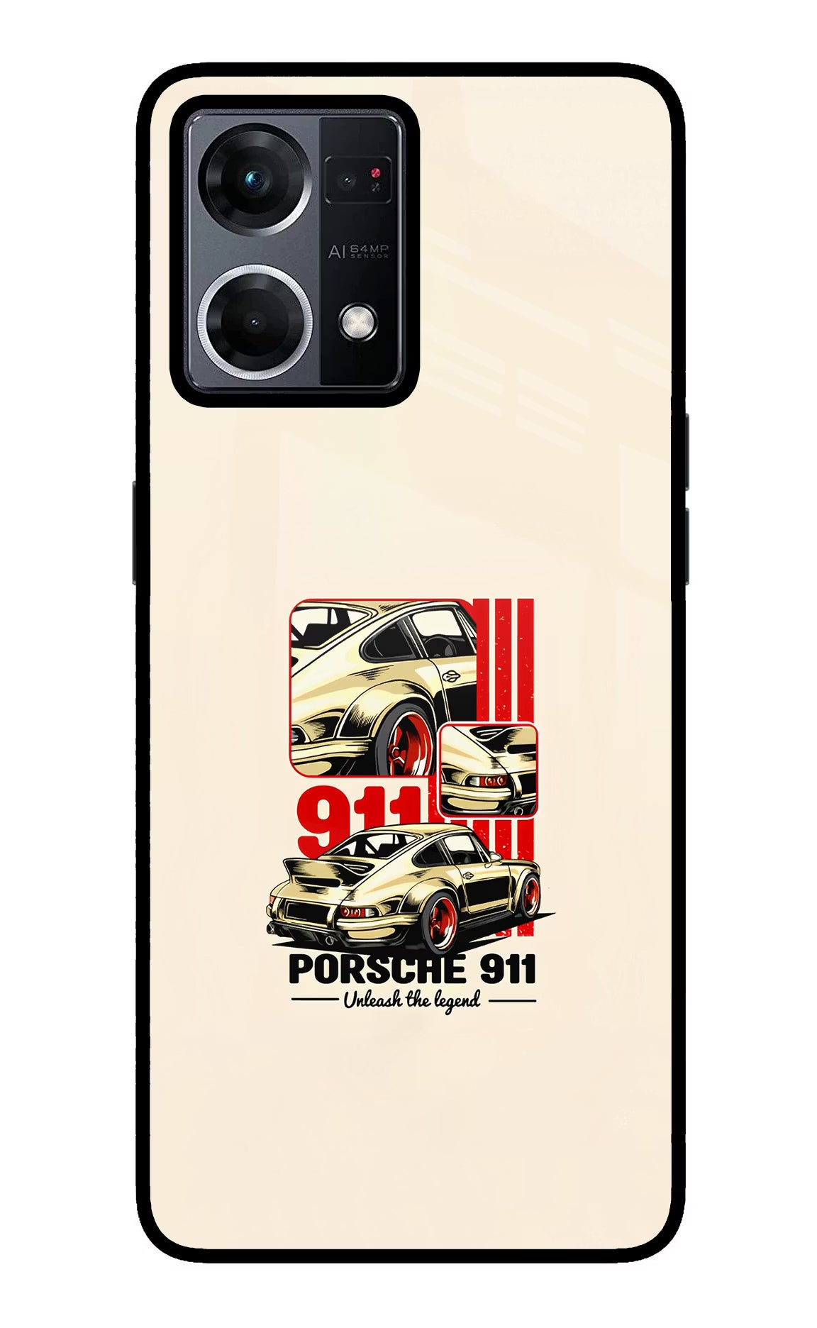 Classic Porsche 911 Oppo F21 Pro 4G Glass Case Back Cover by Casekaro