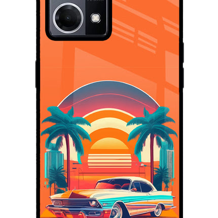 Palm Drive 80s Oppo F21 Pro 4G Glass Case Back Cover by Casekaro