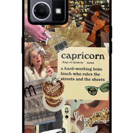 Capricorn Zodiac Oppo F21 Pro 4G Glass Case Back Cover by Casekaro