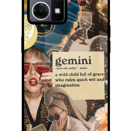 Gemini Zodiac Oppo F21 Pro 4G Glass Case Back Cover by Casekaro