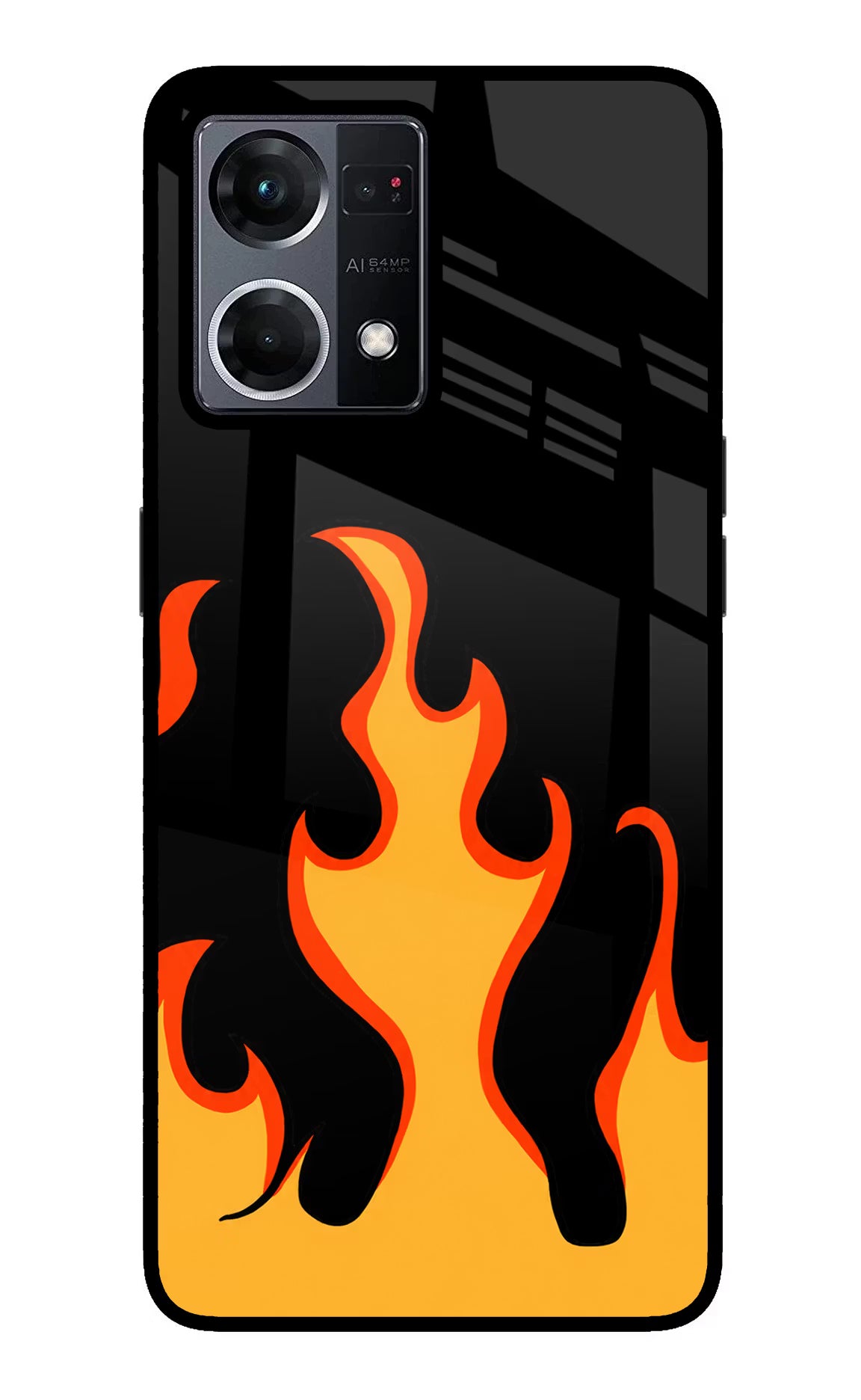 Fired Up – Black Oppo F21 Pro 4G Glass Case Back Cover by Casekaro