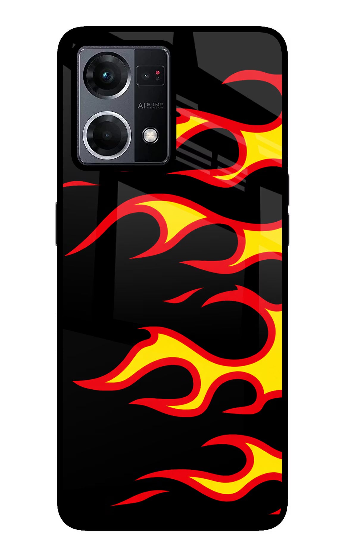 Side Sweep Flames Oppo F21 Pro 4G Glass Case