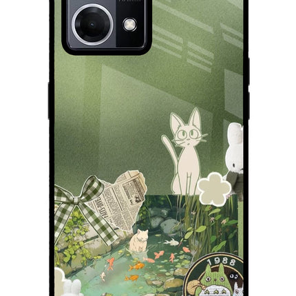 Aesthetic anime Oppo F21 Pro 4G Glass Case Back Cover by Casekaro