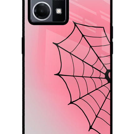 Pink Web Oppo F21 Pro 4G Glass Case Back Cover by Casekaro