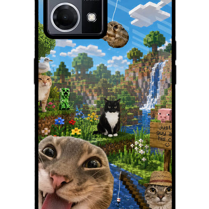 Minecraft Cat Chaos Oppo F21 Pro 4G Glass Case Back Cover by Casekaro
