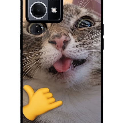 Silly Cat Call Oppo F21 Pro 4G Glass Case Back Cover by Casekaro
