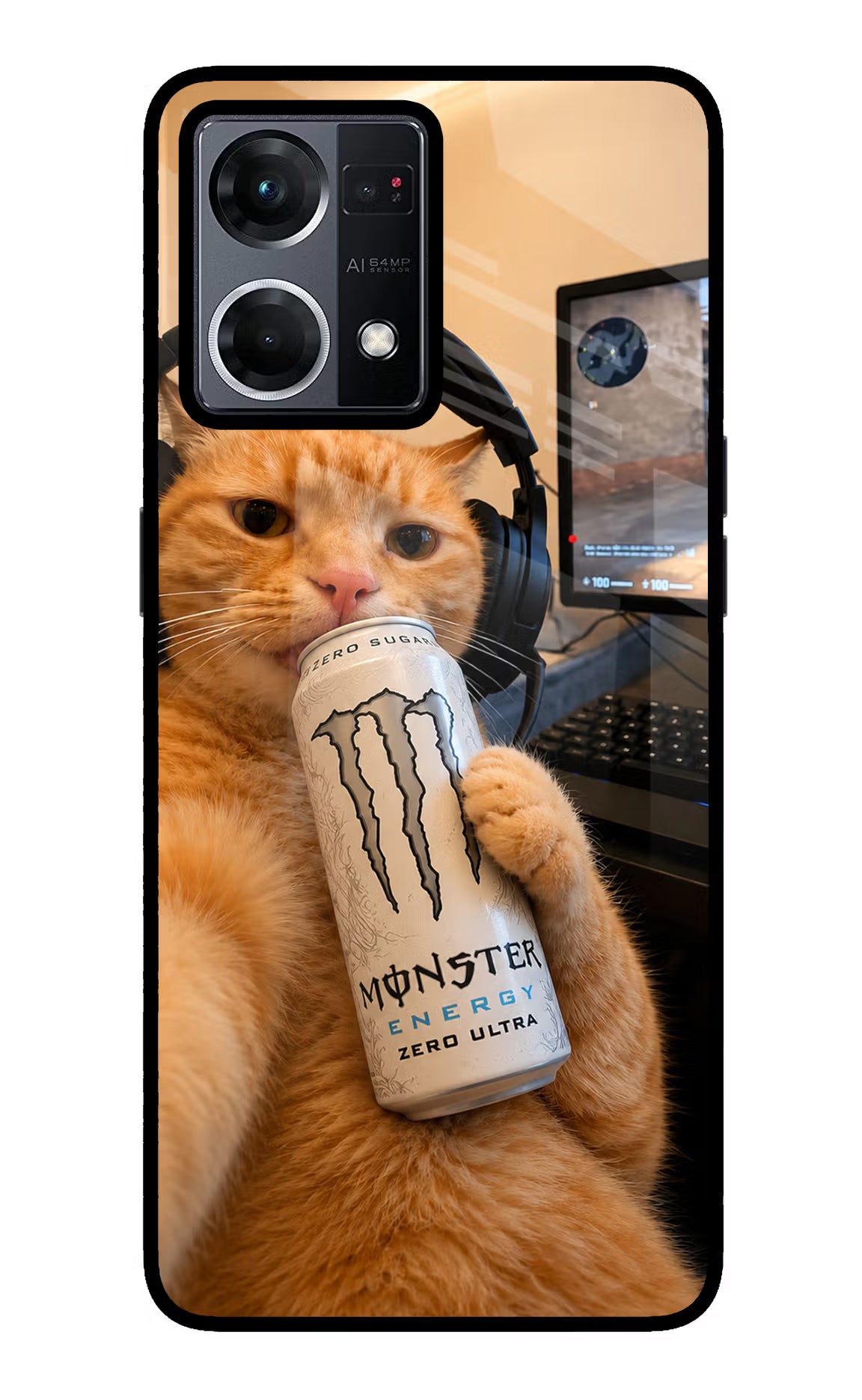 Gamer Cat Energy Oppo F21 Pro 4G Glass Case