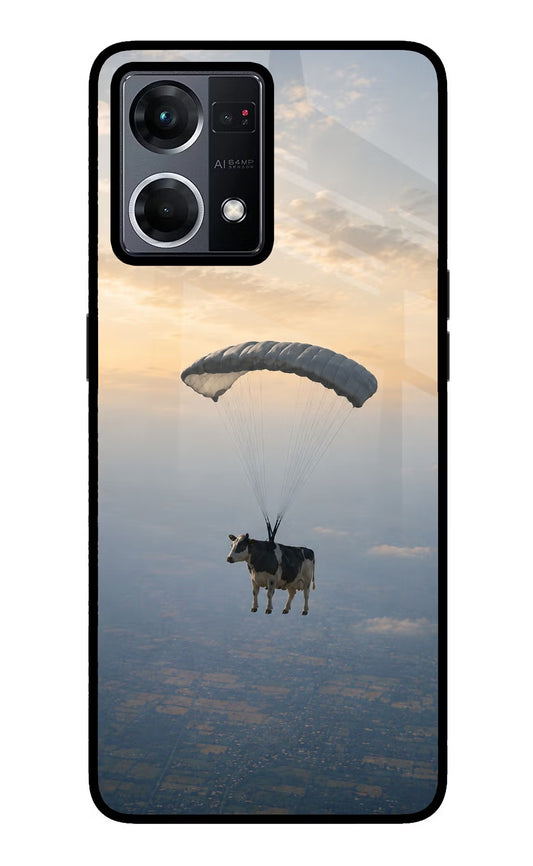 Skydiving Cow Oppo F21 Pro 4G Glass Case