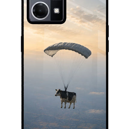 Skydiving Cow Oppo F21 Pro 4G Glass Case Back Cover by Casekaro