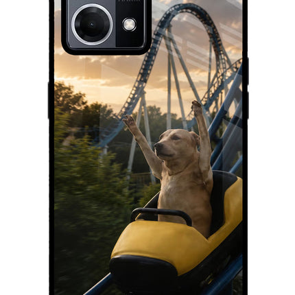 Rollercoaster Dog Oppo F21 Pro 4G Glass Case Back Cover by Casekaro