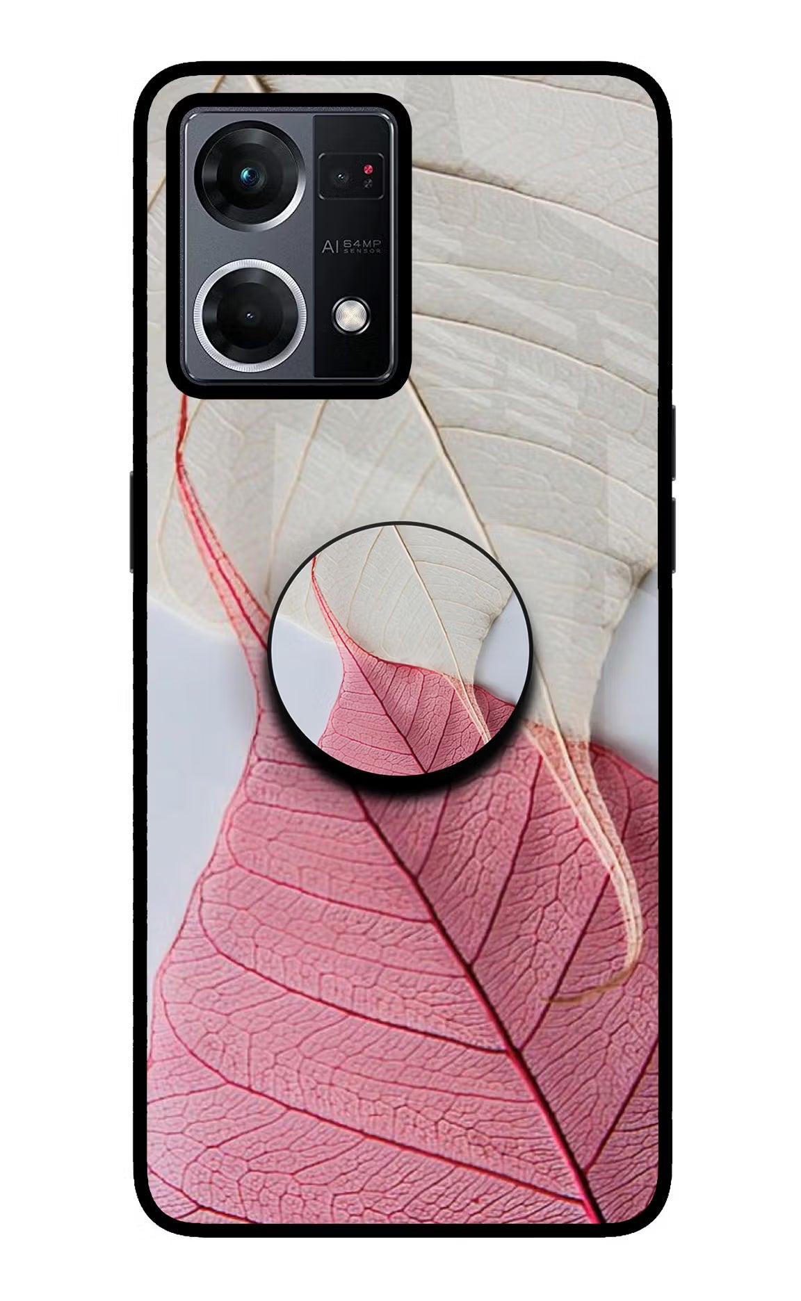 White Pink Leaf Oppo F21 Pro 4G Pop Case by Casekaro