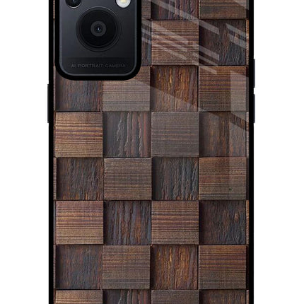Wooden Cube Design Oppo F21 Pro 5G Glass Case