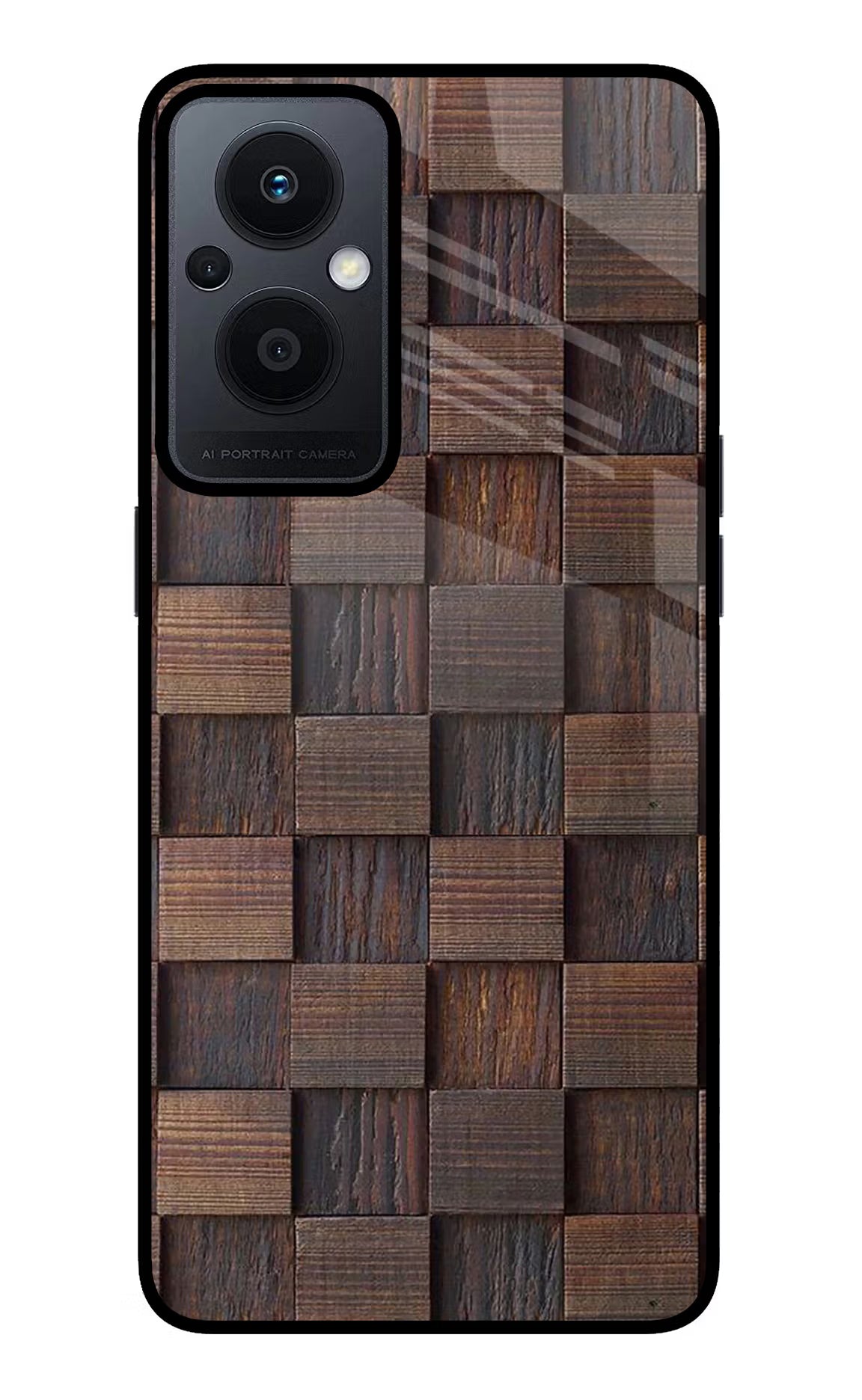 Wooden Cube Design Oppo F21 Pro 5G Glass Case Back Cover by Casekaro