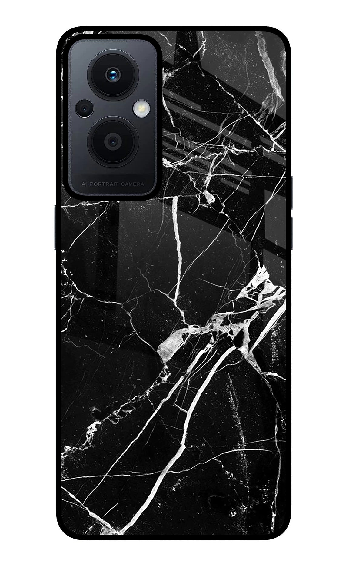 Black Marble Pattern Oppo F21 Pro 5G Glass Case
