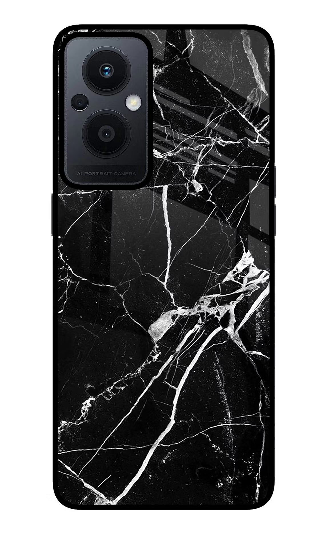 Black Marble Pattern Oppo F21 Pro 5G Glass Case Back Cover by Casekaro
