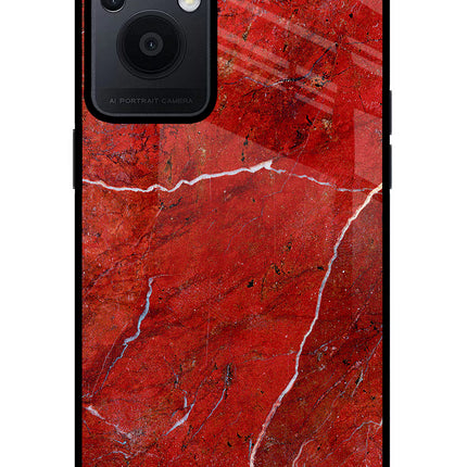 Red Marble Design Oppo F21 Pro 5G Glass Case Back Cover by Casekaro