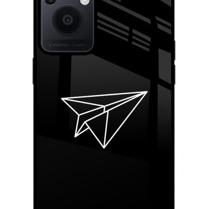Paper Plane White Oppo F21 Pro 5G Glass Case Back Cover by Casekaro