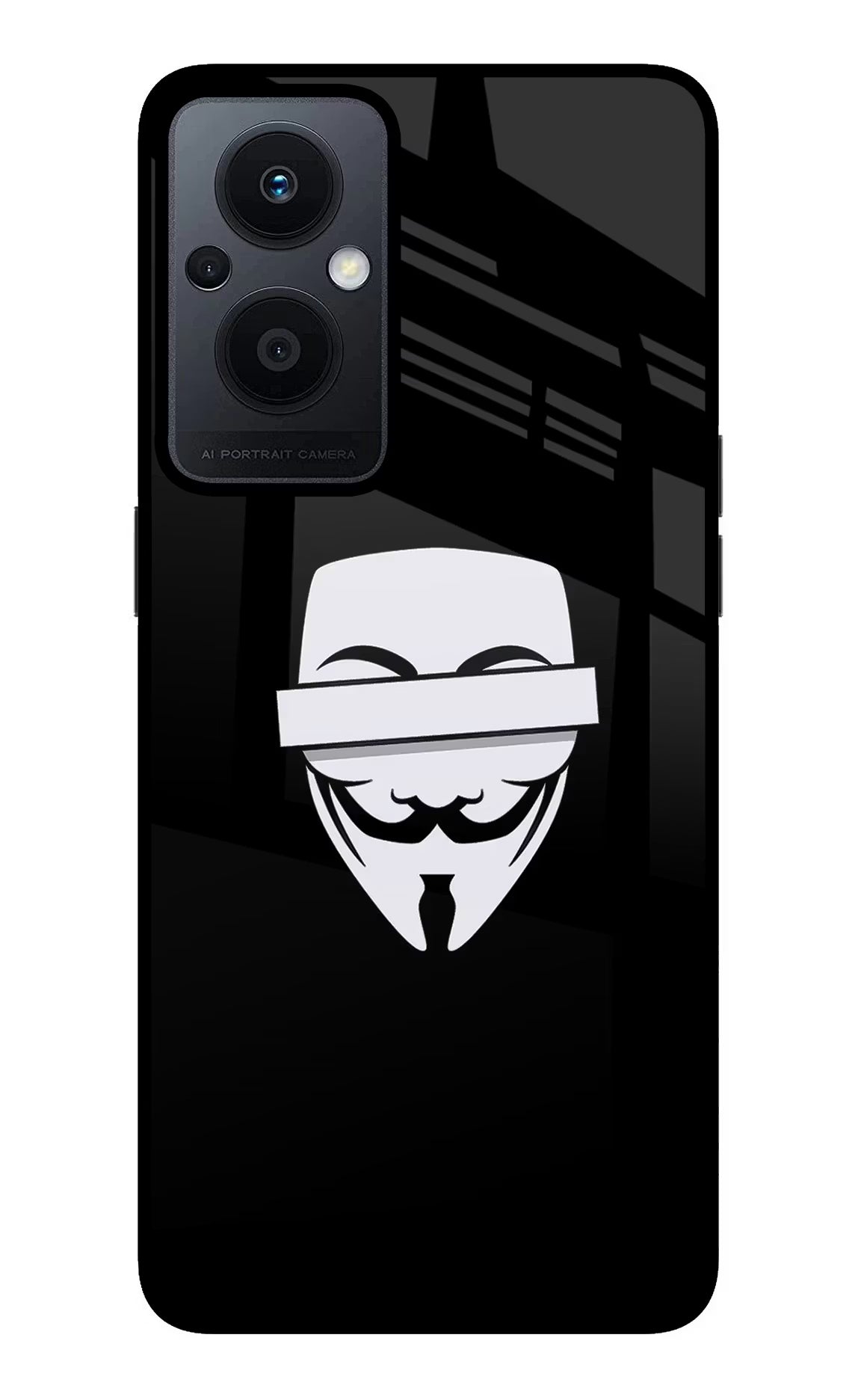 Anonymous Face Oppo F21 Pro 5G Glass Case Back Cover by Casekaro