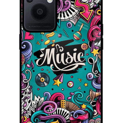 Music Graffiti Oppo F21 Pro 5G Glass Case Back Cover by Casekaro