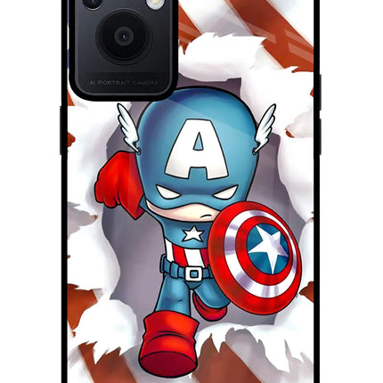 Captain America Oppo F21 Pro 5G Glass Case Back Cover by Casekaro