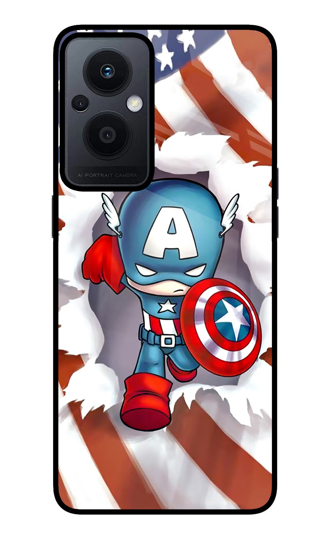 Captain America Oppo F21 Pro 5G Glass Case Back Cover by Casekaro