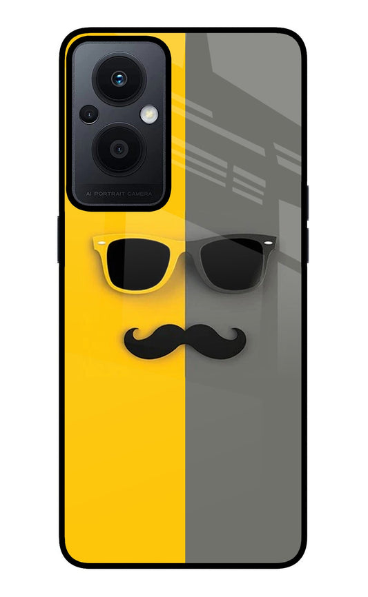 Sunglasses with Mustache Oppo F21 Pro 5G Glass Case