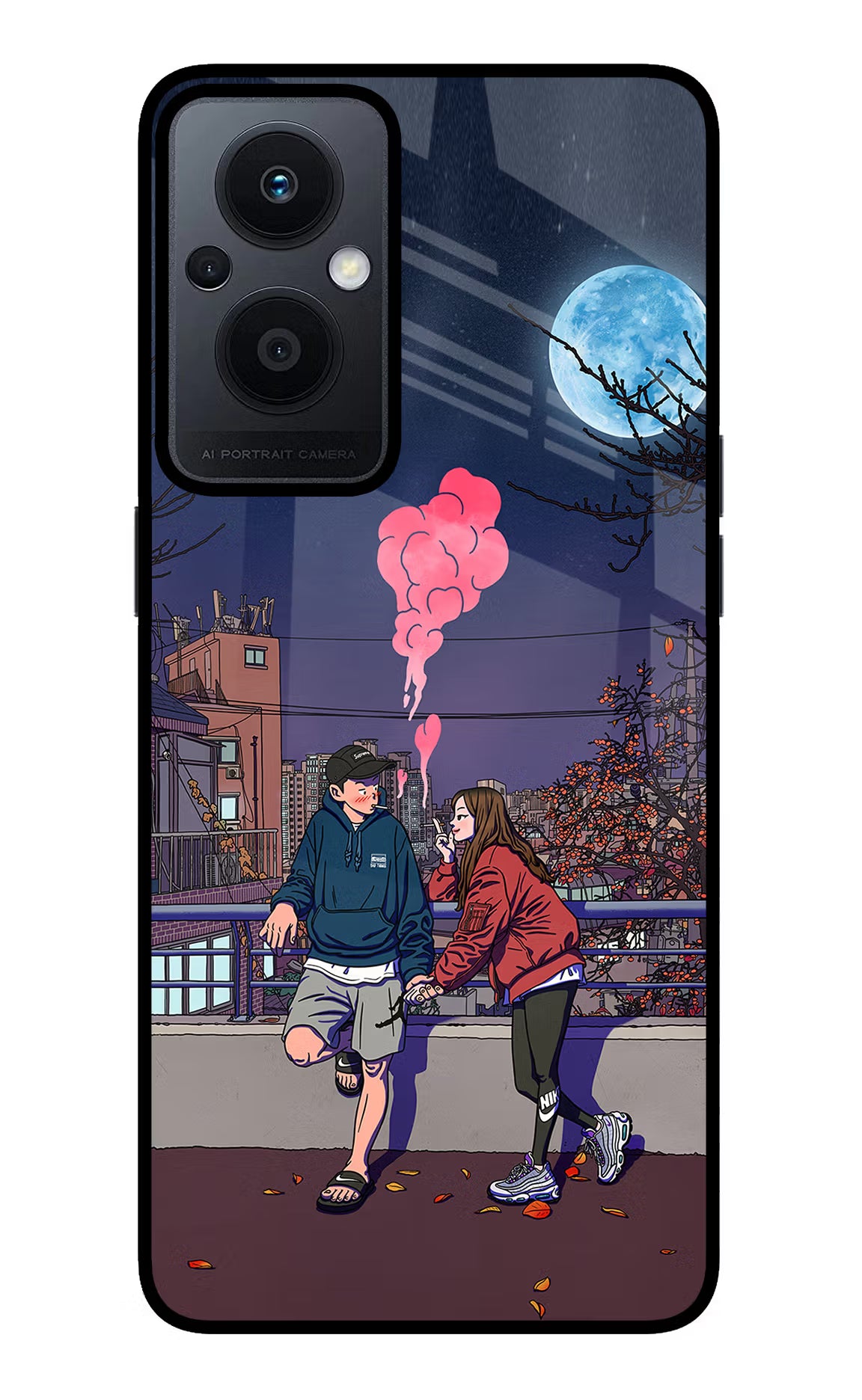 Chilling Couple Oppo F21 Pro 5G Glass Case Back Cover by Casekaro