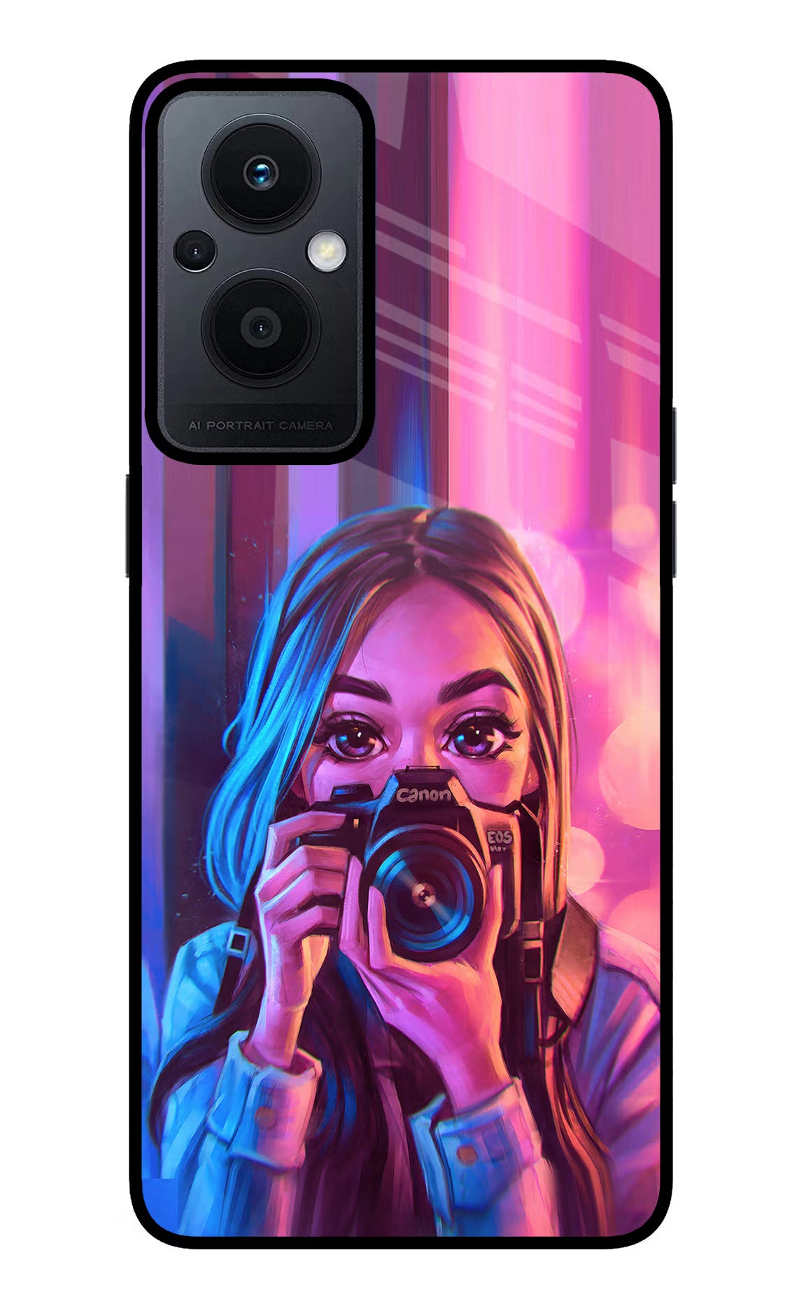 Girl Photographer Oppo F21 Pro 5G Glass Case Back Cover by Casekaro