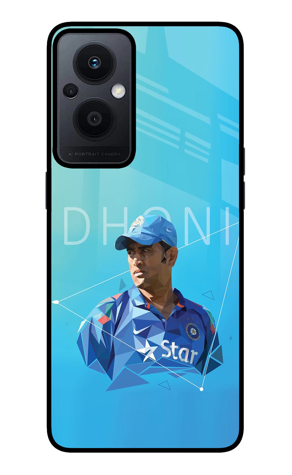 Dhoni Artwork Oppo F21 Pro 5G Glass Case Back Cover by Casekaro