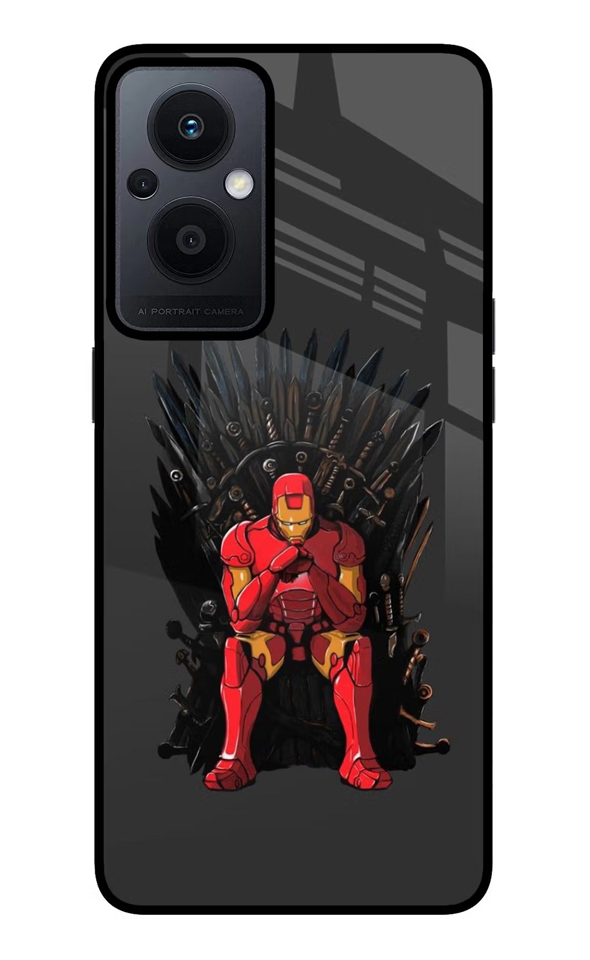 Ironman Throne Oppo F21 Pro 5G Glass Case Back Cover by Casekaro