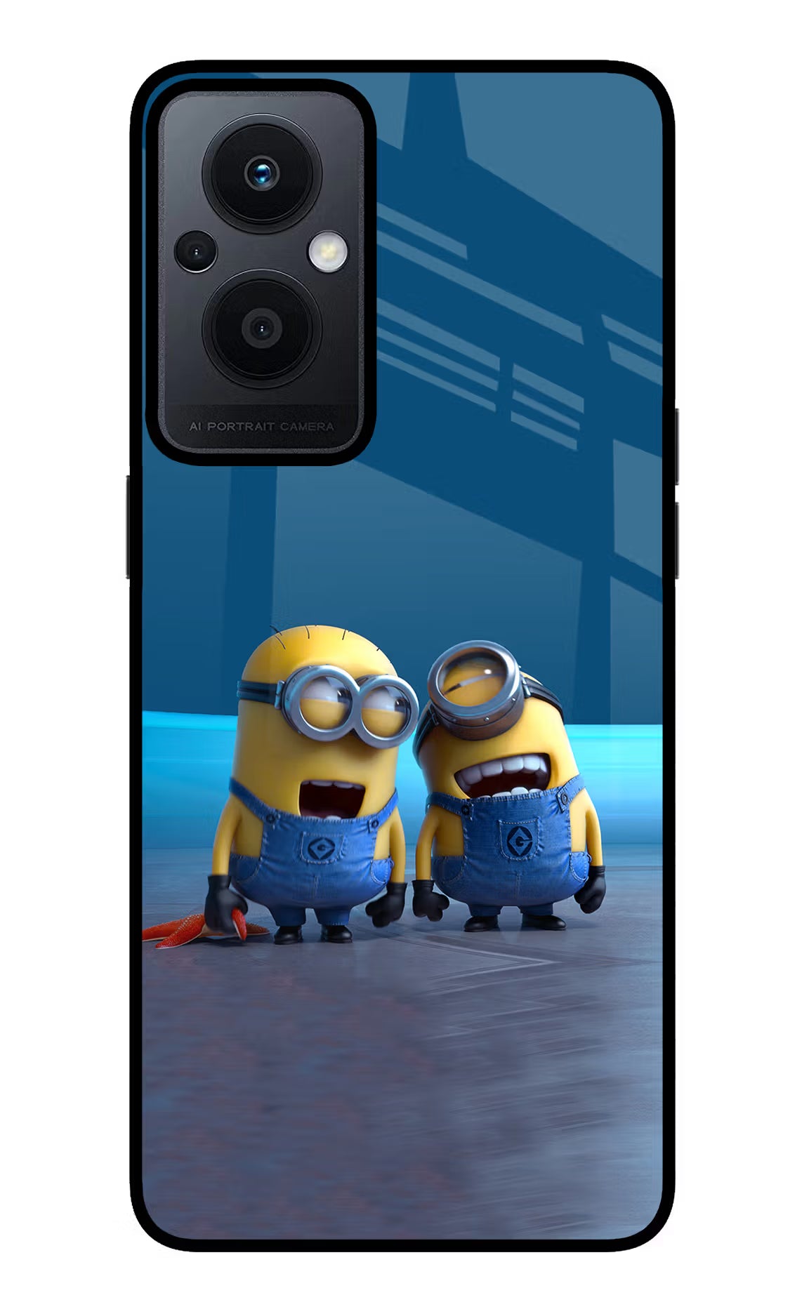 Minion Laughing Oppo F21 Pro 5G Glass Case Back Cover by Casekaro