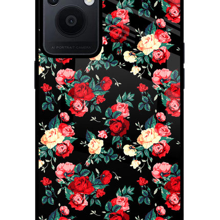 Rose Pattern Oppo F21 Pro 5G Glass Case Back Cover by Casekaro
